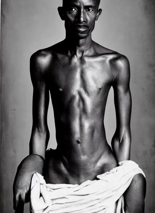 Prompt: a portrait of an african man by herb ritts