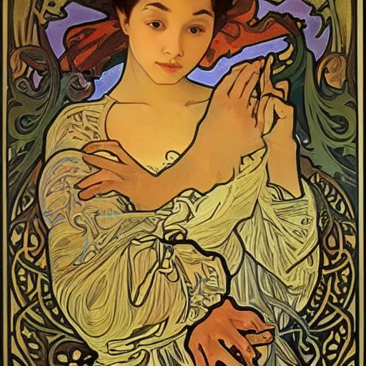 Prompt: lalisa manobal, extremely detailed, french noveau, alphonse mucha