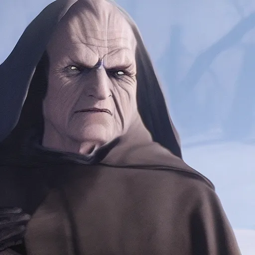 Prompt: Film still of Emperor Palpatine, from Red Dead Redemption 2 (2018 video game)