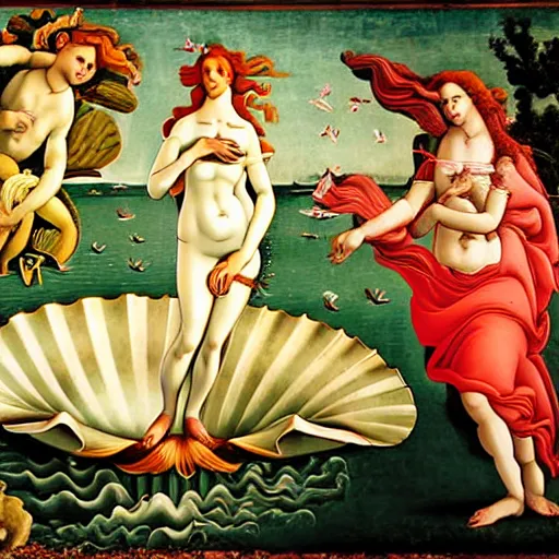 Image similar to a photograph inspired by birth of venus by boticelli