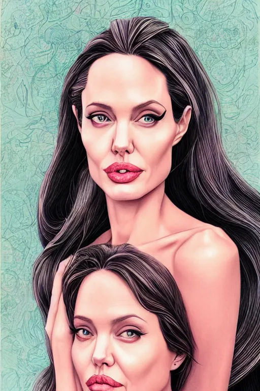 Prompt: Angelina Jolie, victo ngai, artgerm portrait