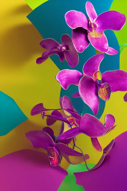 Image similar to a colorful, metallic orchid, ( ( ( ( jonathan zawada ) ) ) ) a computer rendering by agnes lawrence pelton, featured on polycount, computer art, rendered in cinema 4 d, octane render, rendered in maya