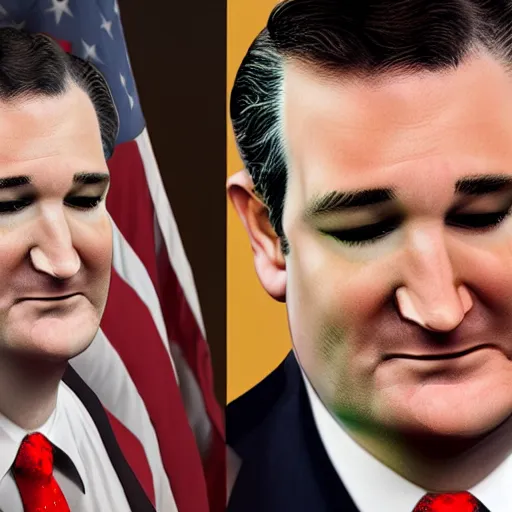 Prompt: Ted Cruz in the style of Meat Canyon