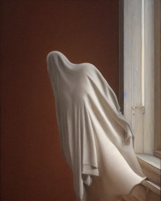 Prompt: Medium shot low angle ghost figure, highly detailed, sharp focus, digital painting, oil painting, artwork, museum work, by Robert Bateman, by Carl Brenders,