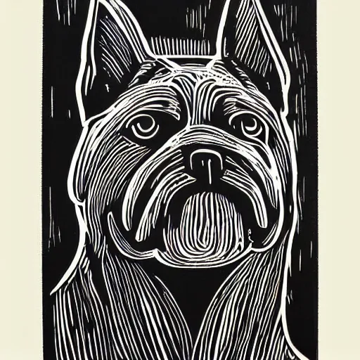 Image similar to dog linocut print by Samuel Jessurun de Mesquita