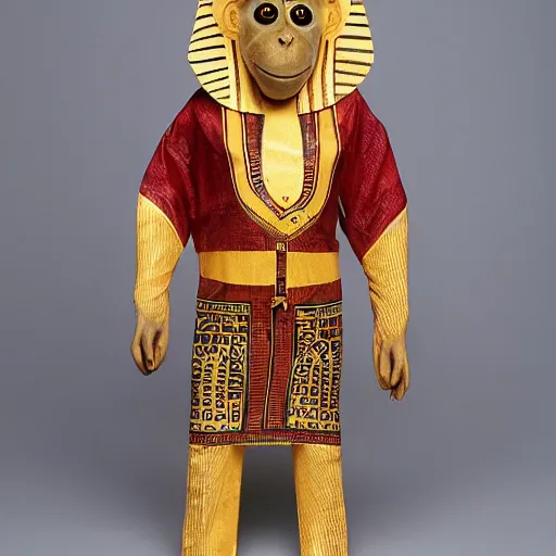 Prompt: monkey wearing pharaonic clothes clothes