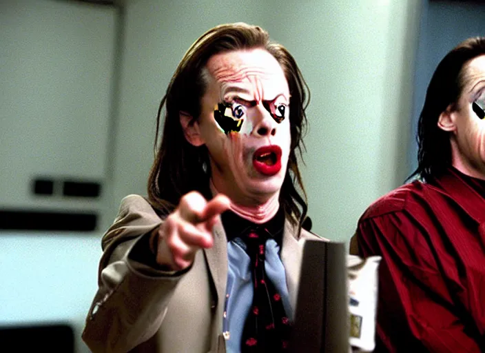 Prompt: steve buscemi in a still from the movie The Room (2003), screaming You Are Tearing Me Apart Lisa!