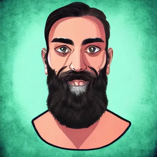 Prompt: man with beard, his eyes are replaced by coronavirus, digital art, highly detailed