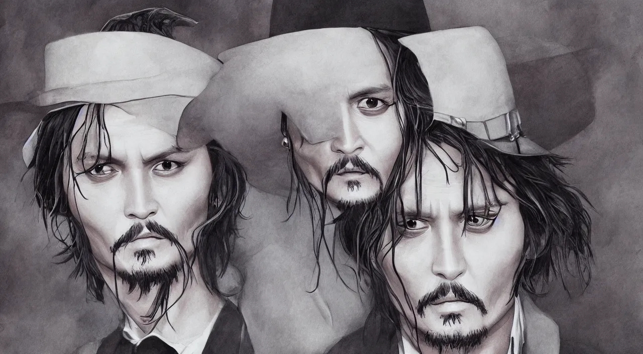 Image similar to (illustration) of ((Johnny Depp)), by ((Studio Ghibli)), 8k