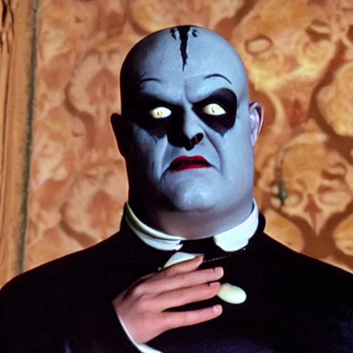 Prompt: matt damon as fester addams family movie, movie still