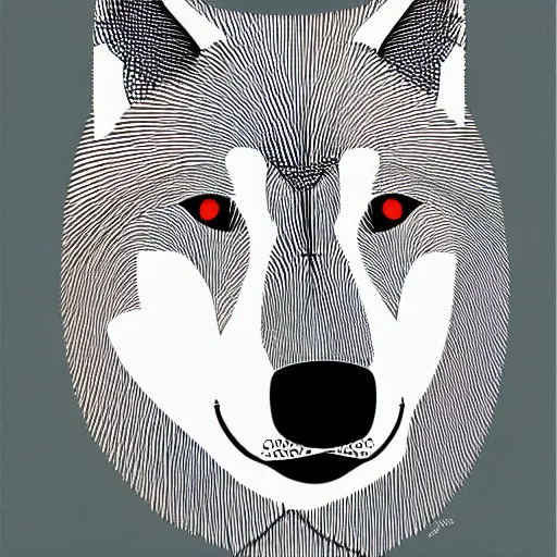 Image similar to a wolf portrait with only circuit line and dot component, Minimalism, Cubism