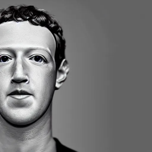 Image similar to mark zuckerberg as an android, robotic face, screws and wires