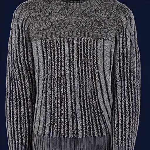 Image similar to a wool sweater knit with a repeating digital computer signal pattern