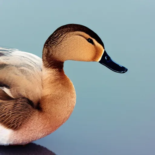 Prompt: programmer's duck sitting before computer after long night of debugging code, sad, drinking, kodak photo