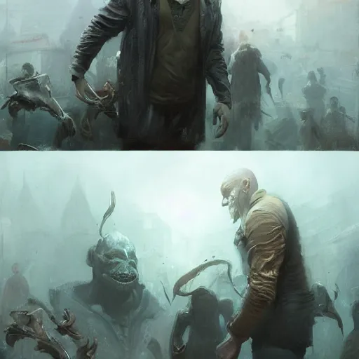 Image similar to innsmouth, painted by raymond swanland, painted by greg rutkowski, painted by jeremy mann, painted by artgerm, painted by igor kieryluk, trending on artstation