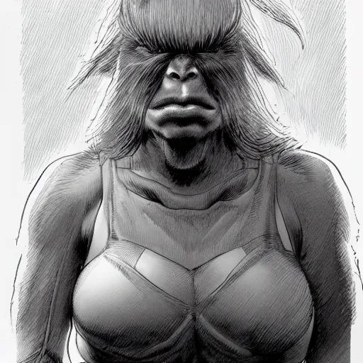 Image similar to a beautiful portrait of a female sasquatch in Travis Charest style