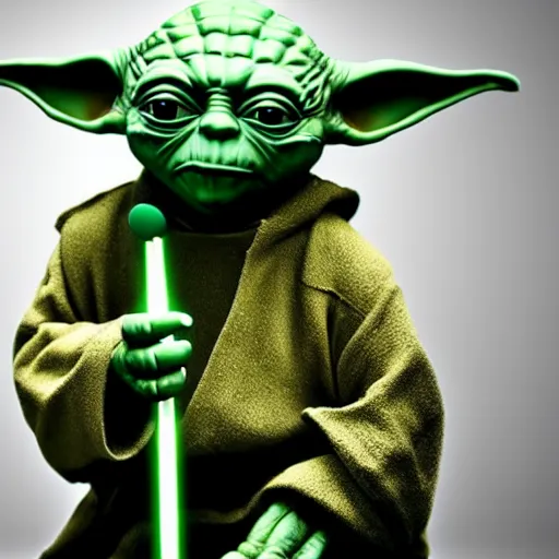 Image similar to yoda sitting on toilet