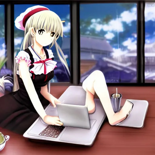 anime girl typing