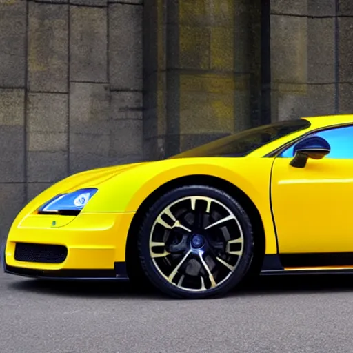 Prompt: yellow bugatti