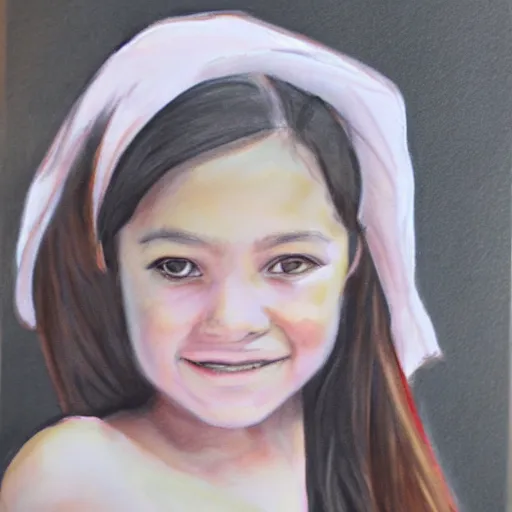 Prompt: sketch painting of a portrait of a 8 year old girl