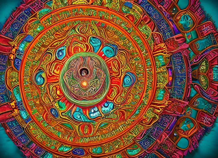 Prompt: hyperrealism, detailed textures, photorealistic 3 d render, a coloured beautiful mystical tibetan kalachakra mandala with sanskrit writing, ultra realistic, ultra high pixel detail, cinematic, intricate, cinematic light, concept art, illustration, art station, unreal engine 8 k