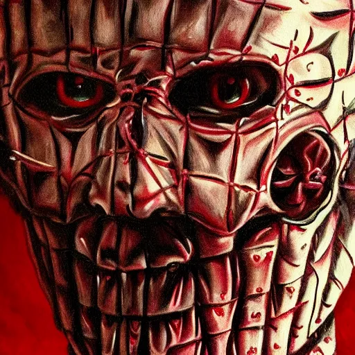 Prompt: Scary painting a pinhead from hellraiser 4k detail