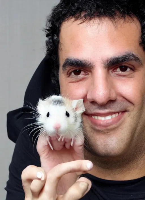 Image similar to eyal golan holding a hamster