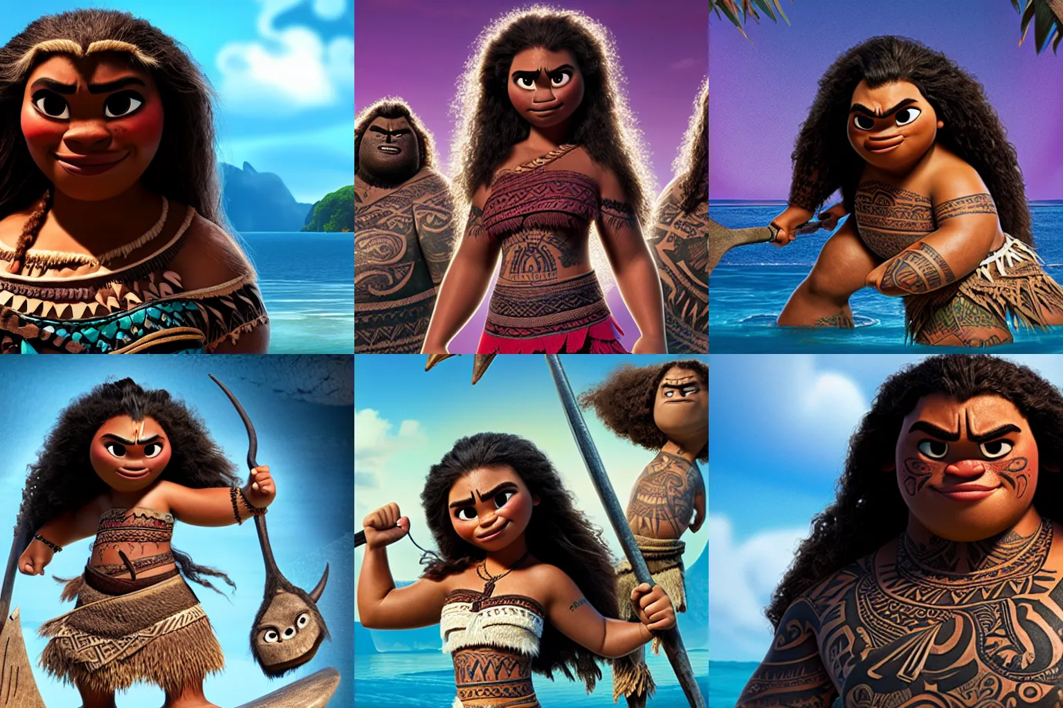 Prompt: Moana as the lead singer of a black metal band. HQ, 4k, Disney