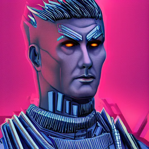 Prompt: cyberpunk augustus caesar as the leader of a futuristic communist nation, cybernetics, sharp lines, digital, artstation, colored in