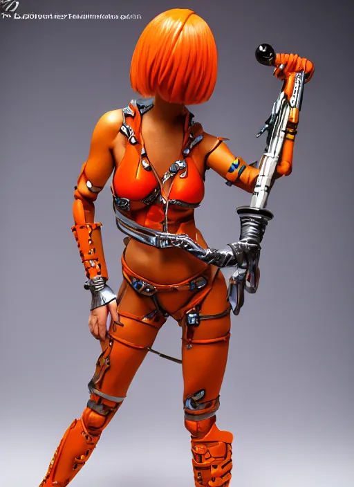 Image similar to Leeloo warhammer figure. Studio lighting, no background.