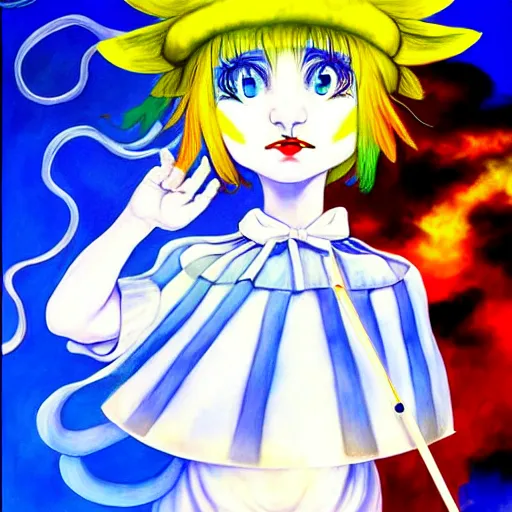 Image similar to cirno from touhou project in the style of salvador dali, painting, detailed, fine art, cute