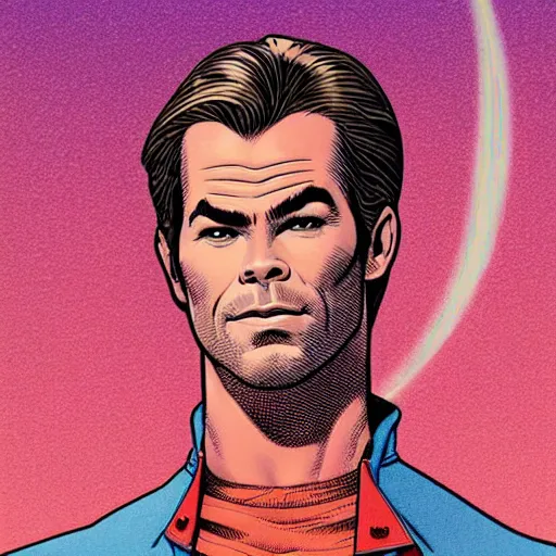 Image similar to chris pine retro minimalist portrait by jean giraud, moebius starwatcher comic, 8 k