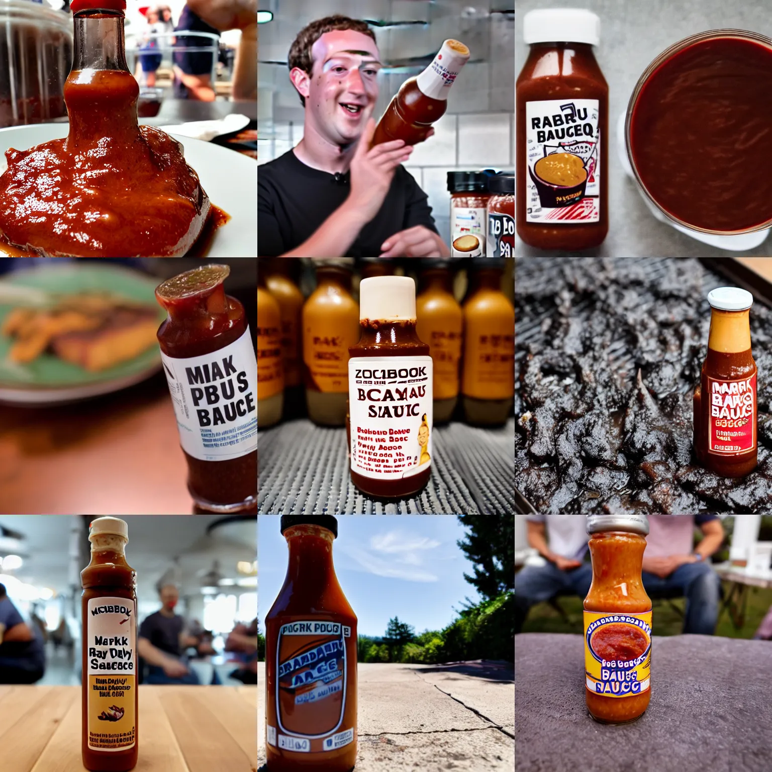 Prompt: mark zuckerberg hits you with a baby ray's bbq sauce bottle, pov photography