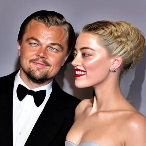 Prompt: leonardo wilhelm dicaprio and amber heard mix