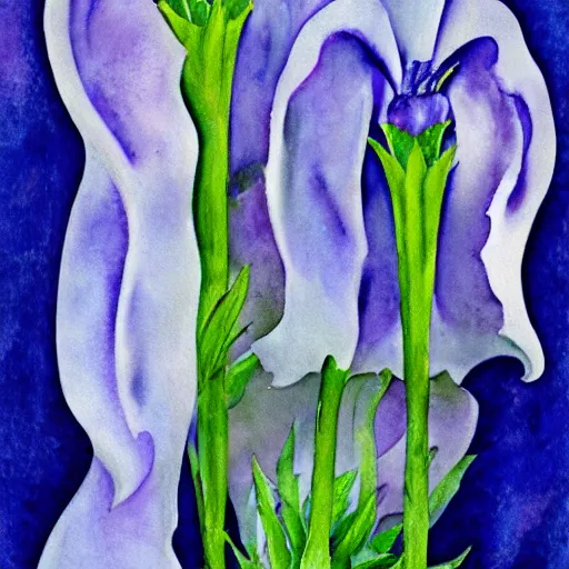 Prompt: Campanula medium, by Georgia O'keeffe, illustration, watercolor, Artstation