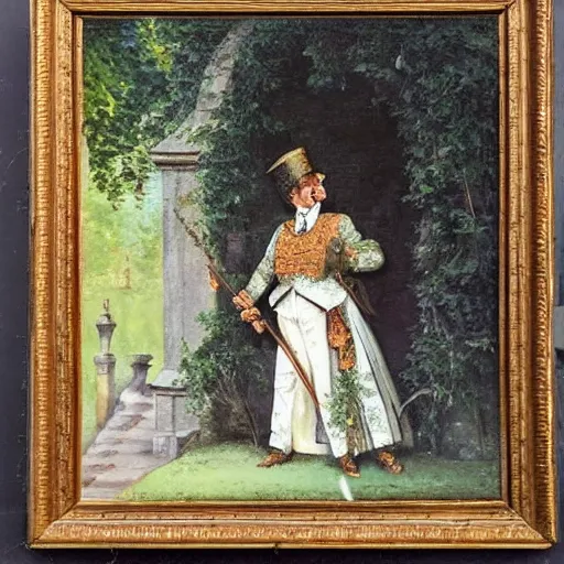 Image similar to ed cooke as a 1 8 7 0 s duke in a castle garden, romantic painting, detailed