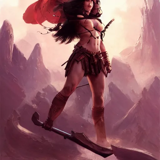 Prompt: young Jennifer Connelly as a warrior by Stanley Artgerm Lau, WLOP, Rossdraws, Frank Frazetta, Andrei Riabovitchev, Marc Simonetti, trending on artstation.