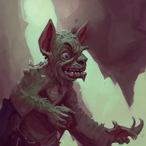 Image similar to a cute goblin with a hooked nose, scheming, tattered ears, well dressed, dnd character art portrait, matte fantasy painting, deviantart artstation, by jason felix by steve argyle by tyler jacobson by peter mohrbacher by paul hedley, cinema