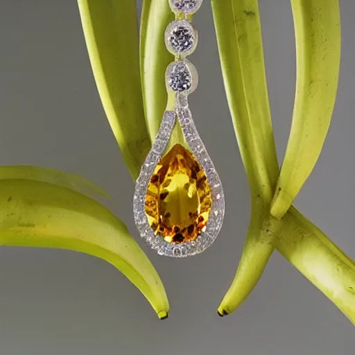 Image similar to A banana is made of yellow topaz crystal.