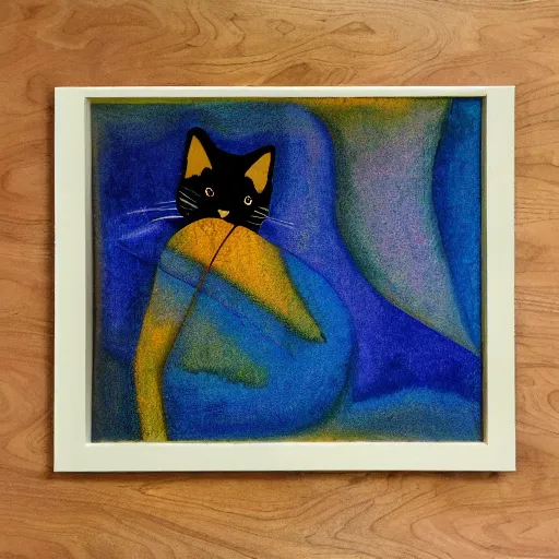 Image similar to a lucid dream about a cat finding its way home, abstract art