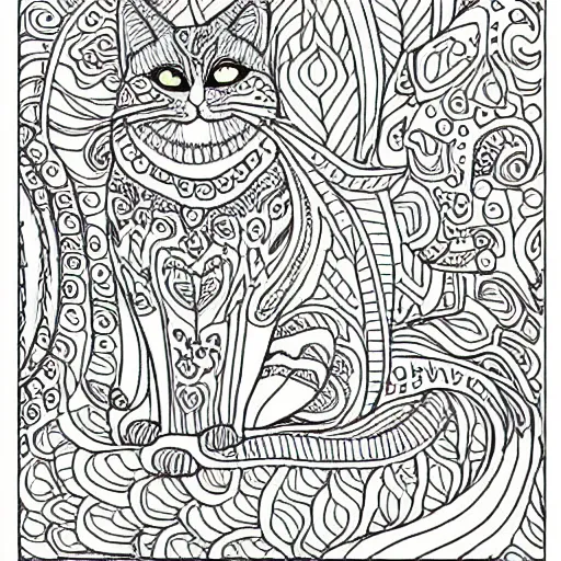 Image similar to adult coloring page of cats