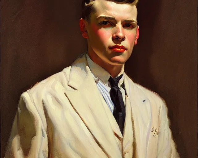 Prompt: male portrait, painting by j. c. leyendecker