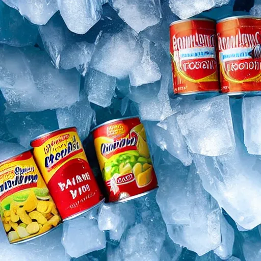 Image similar to photo of canned foods inside an ice cavern