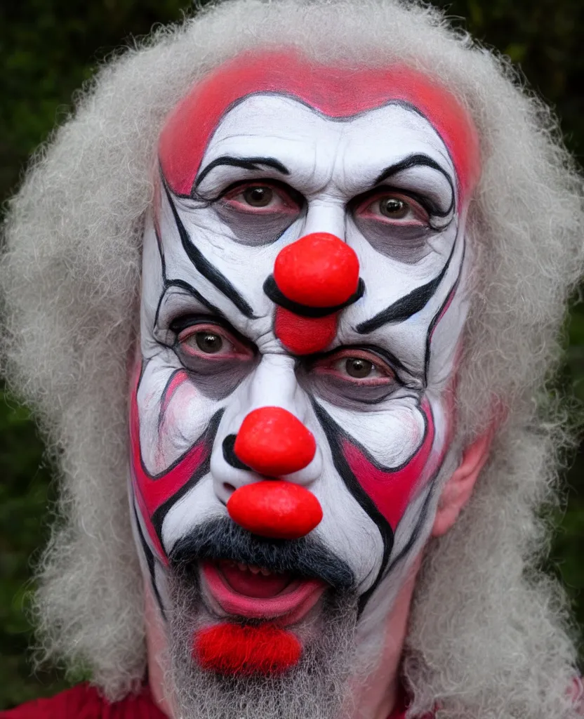 Prompt: marcus aurelius clown face paint