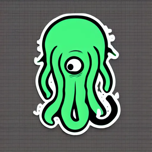 Prompt: cthulhu as 🥶 emoji, telegram sticker design, flat design, glossy design, white outline.