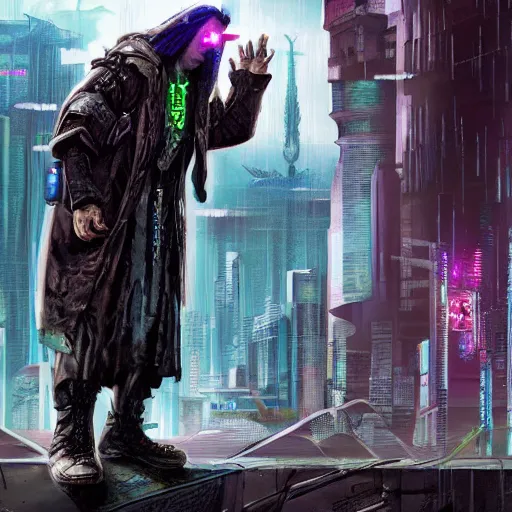 Prompt: Cyberpunk Hobbit