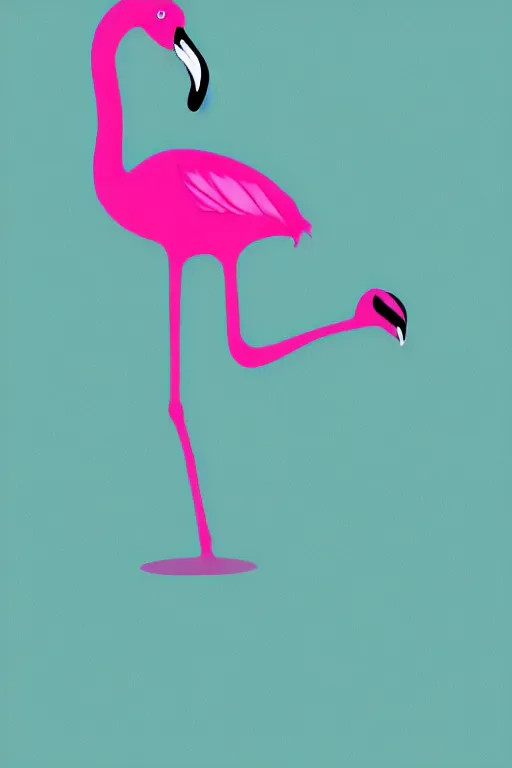 Image similar to minimalist boho style art of a colorful flamingo, illustration, vector art