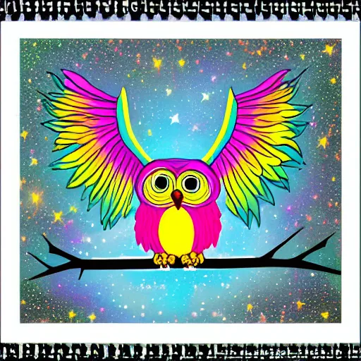 Image similar to rainbow cosmic cute owl