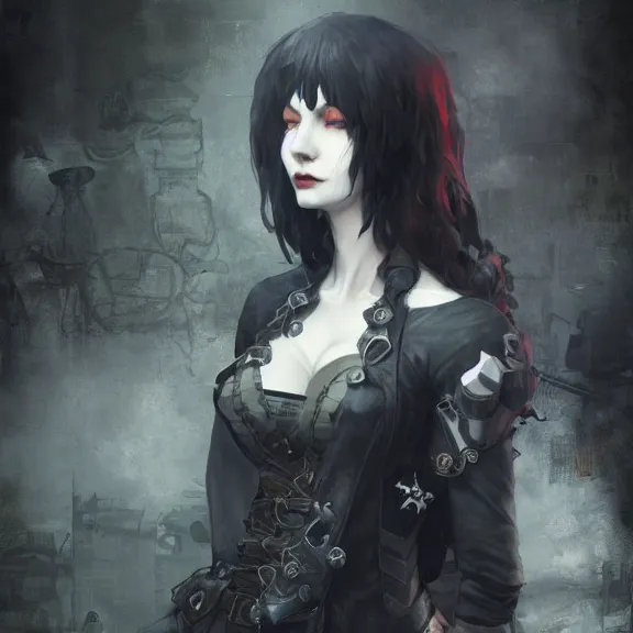 Image similar to christina hendricks goth, tankoban, 4 k, tone mapping, akihiko yoshida, james jean andrei riabovitchev marc simonetti, yoshitaka amano, long hair, curly, h. hydrochaeri