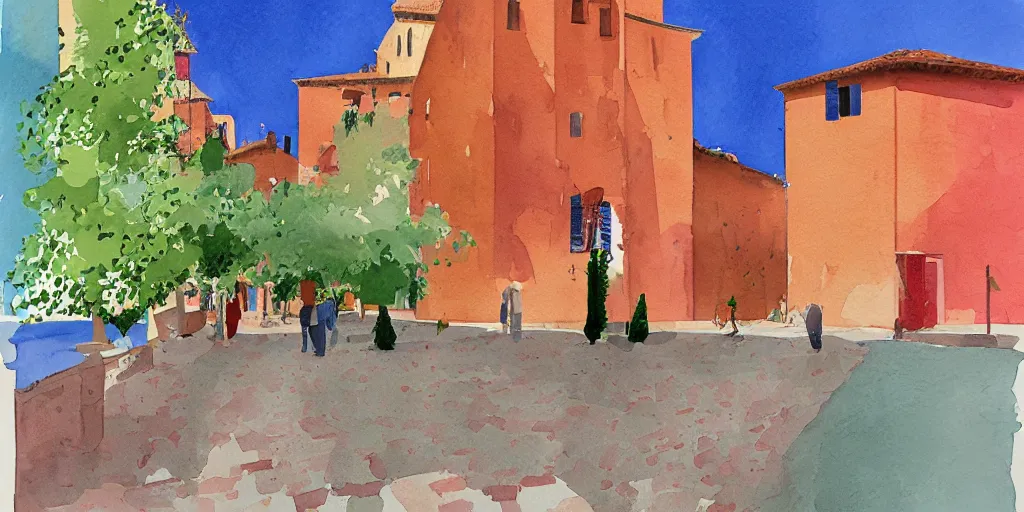 Image similar to watercolor, verona city by david hockney